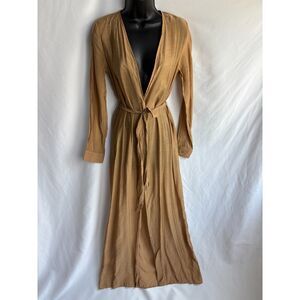 Missguided Long Kimono Robe Duster Brown US Size 2 Classy Fall Autumn Top